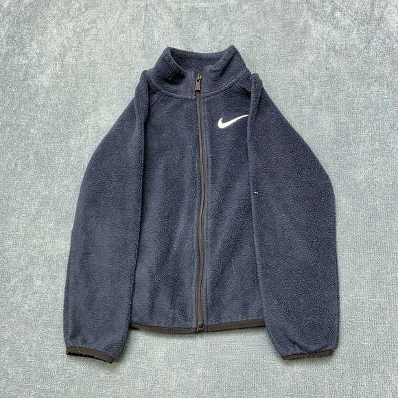 Nike Other - Nike Sportswear Fleece Jacket Boy 7L Navy Embroidered Swoosh Logo Classic Zip Up